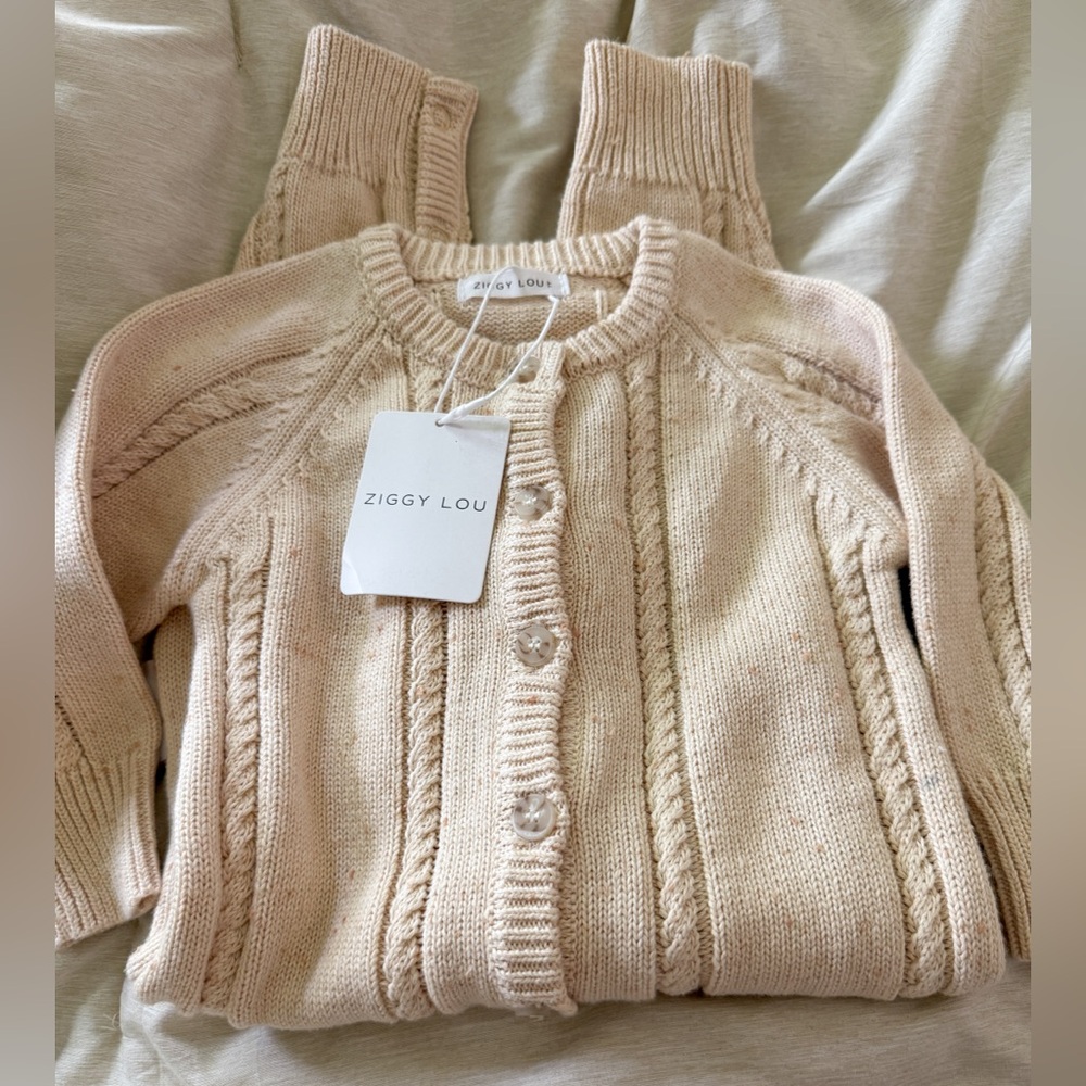 Ziggy Lou biscotti fleck Cable Knit romper